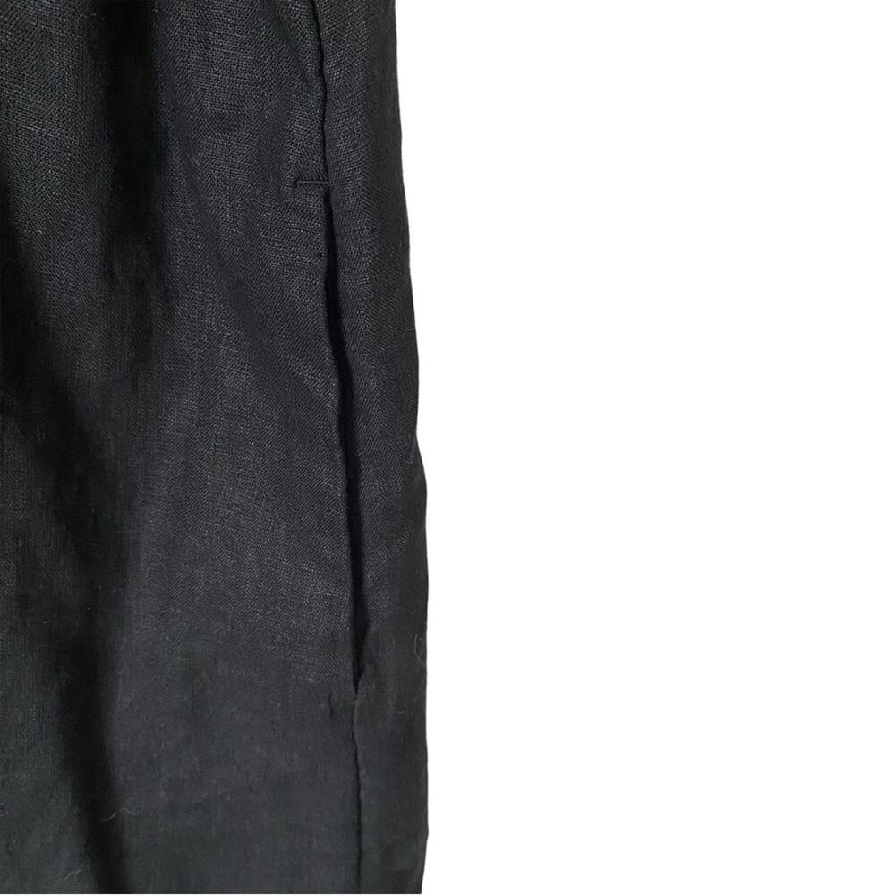 J. Crew Black Linen Smocked Puff Sleeve Dress size medium - Picture 4 of 8